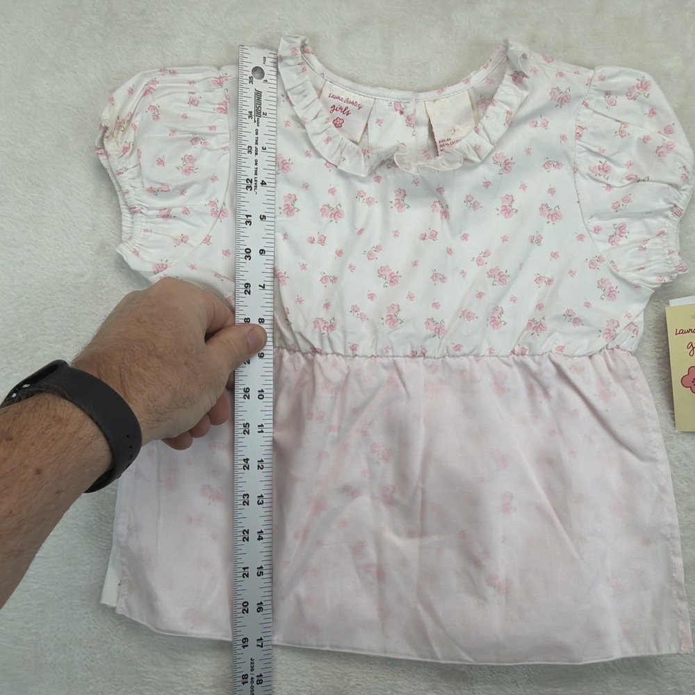 Laura Ashley Girls Floral Peplum Top 6X Pink White Ruffle NWT Cottagecore - Picture 5 of 10